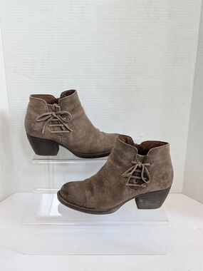 Born Bessie F56917 Women's US 8 Brown Suede Leather Side Zip Ankle Bootie.